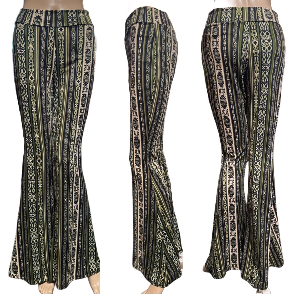 “NEW” 
Stretch Bell Bottom Pants, Wide Waist,
BoHo style, Flare leg, 
Yoga pants